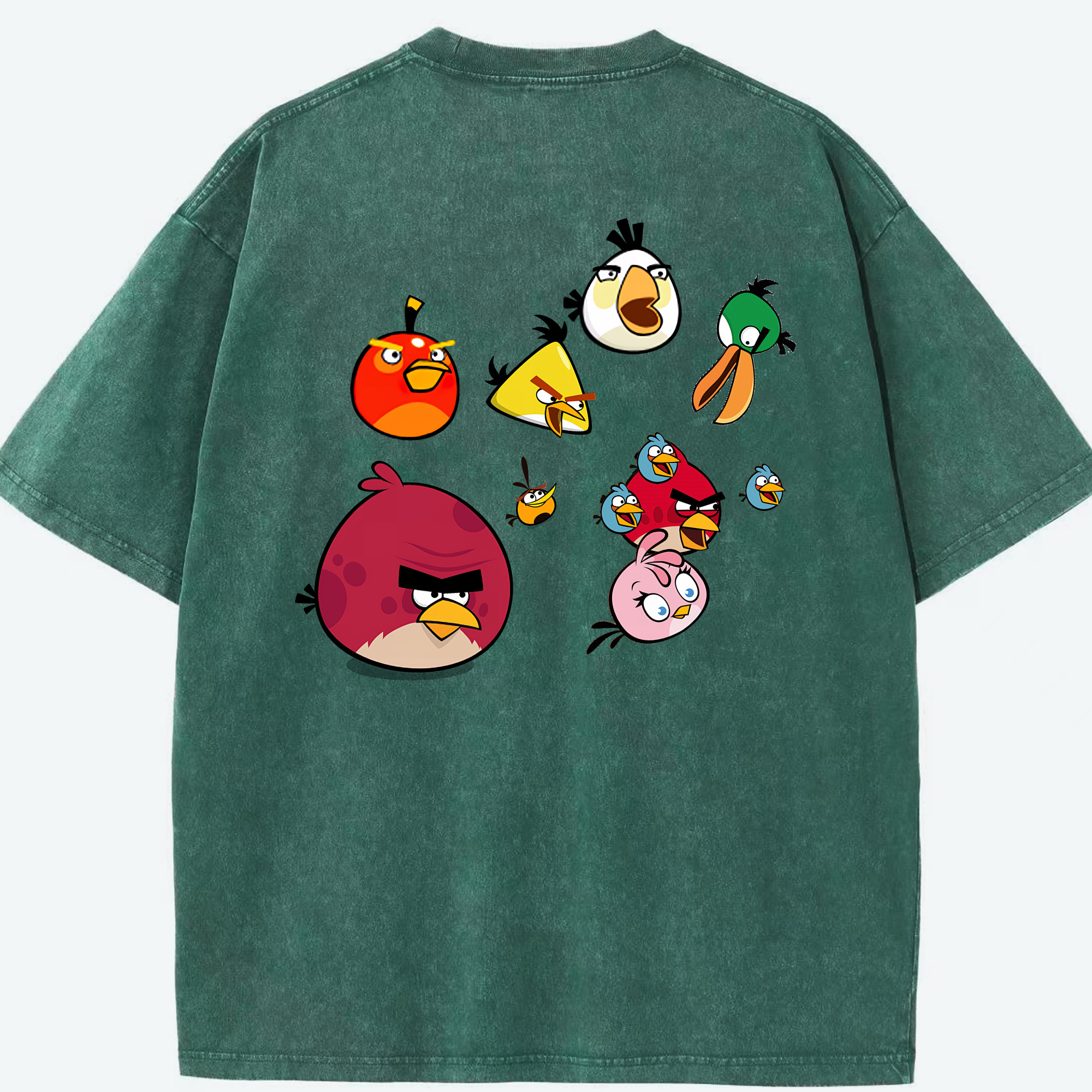 （画像用） Angry Birds アングリーバード 綿100% ヴィンテージ風 半袖Tシャツ（背面プリント）